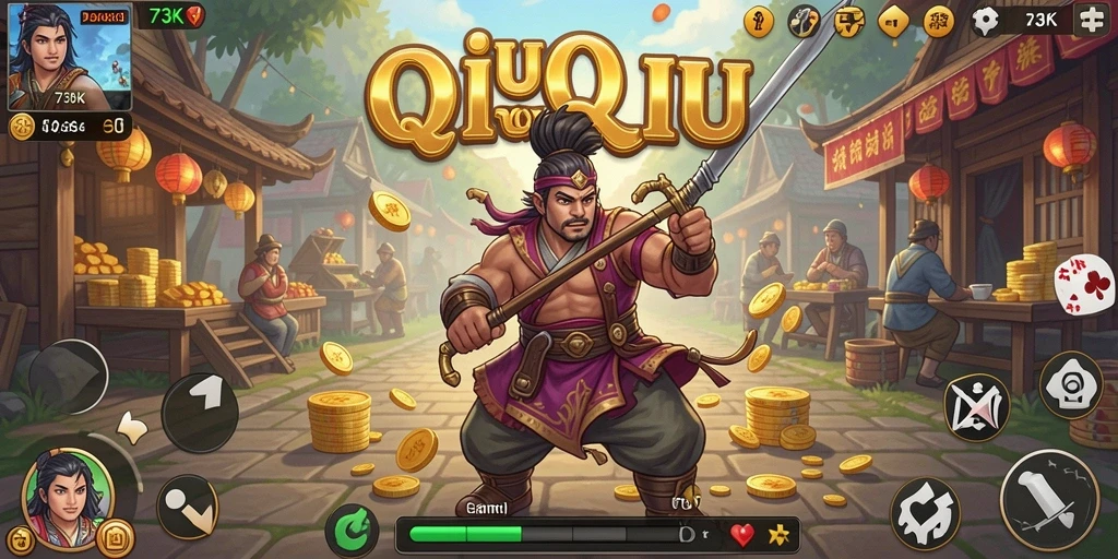 Tampilan gameplay QiuQiu yang seru dan interaktif.
