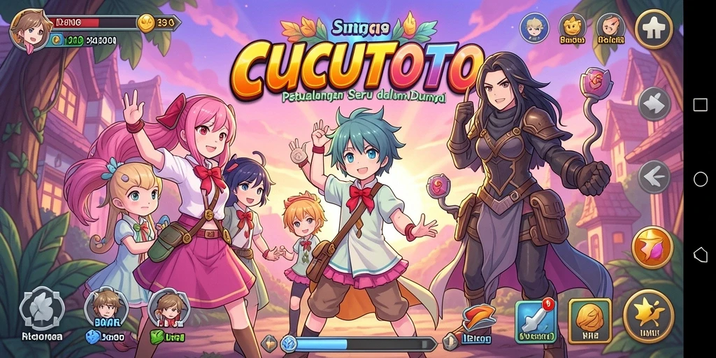 Tampilan gameplay seru dalam CUCUTOTO yang penuh aksi anime.