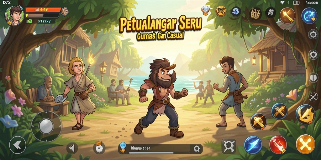 Tampilan gameplay seru D73 yang menghibur dan menarik.