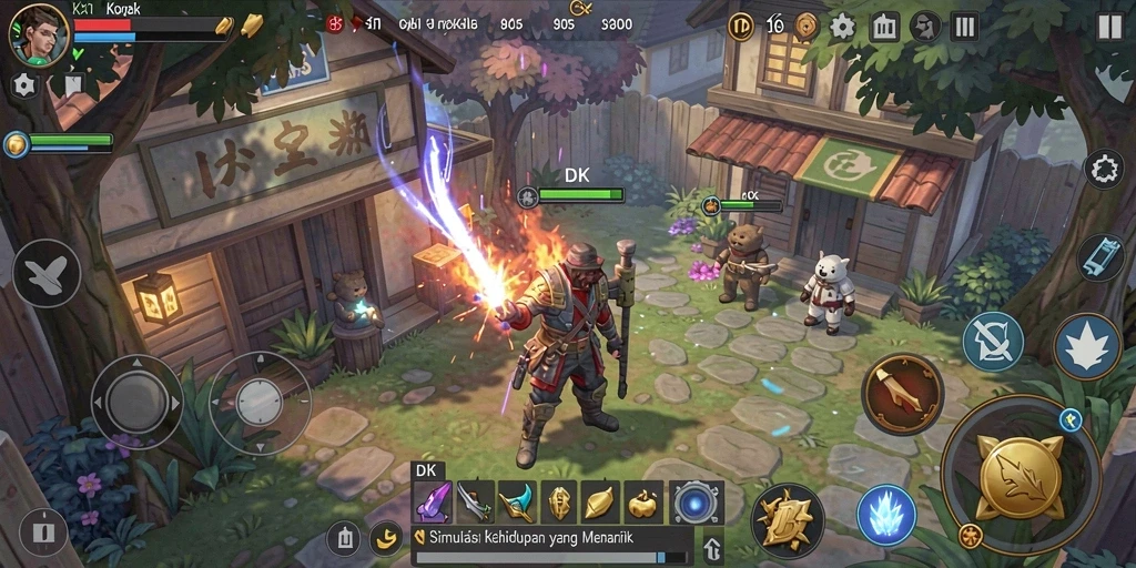 Screenshot gameplay DKK menampilkan interaksi dalam simulasi kehidupan.