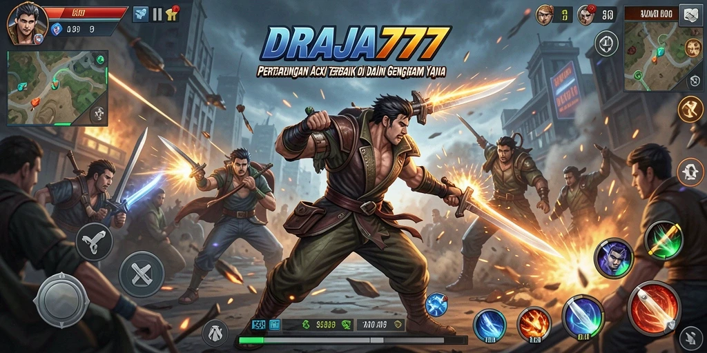 Tampilan seru gameplay DRAJA777 dengan tempo tempur yang cepat.