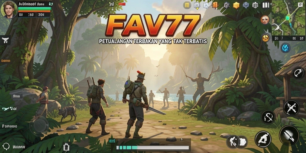 Screenshot gameplay FAV77 yang menunjukkan eksplorasi dunia terbuka.