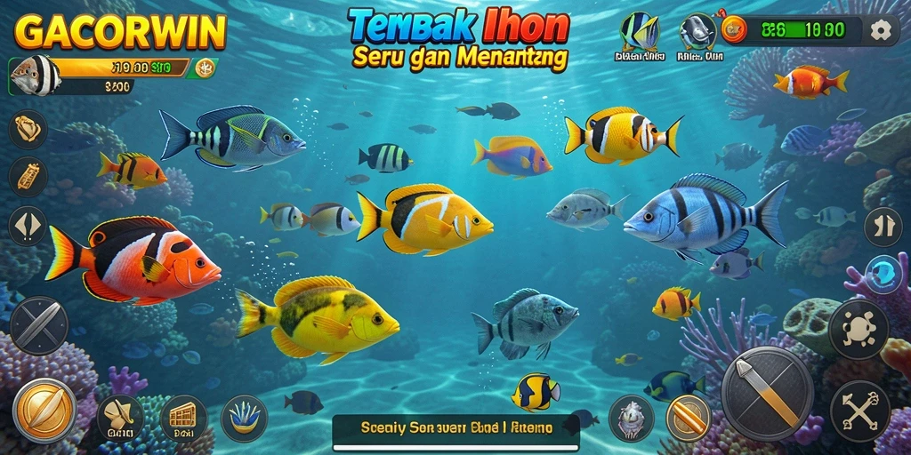 Tampilan gameplay GACORWIN yang seru saat menembak ikan.