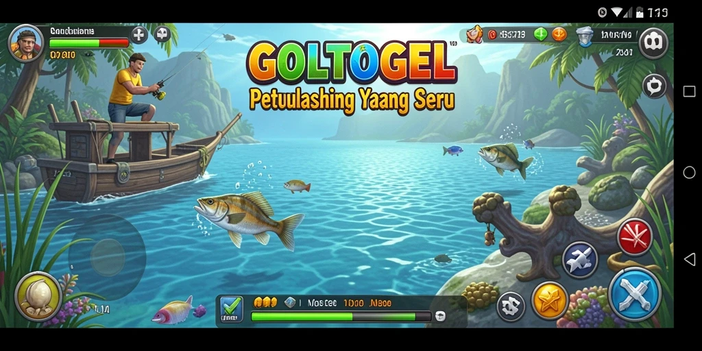 Tampilan gameplay GOLTOGEL yang menampilkan aksi memancing yang seru.