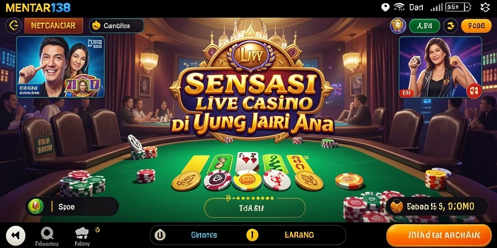 Gameplay MENTARI138 menampilkan dealer profesional dalam suasana kasino langsung.