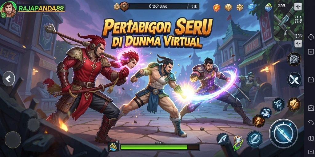 Screenshot gameplay RAJAPANDA88 dengan pertarungan mendebarkan.