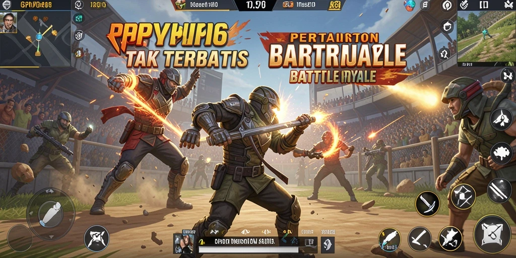Screenshot gameplay RPVIP6 menampilkan pertarungan seru di Battle Royale.