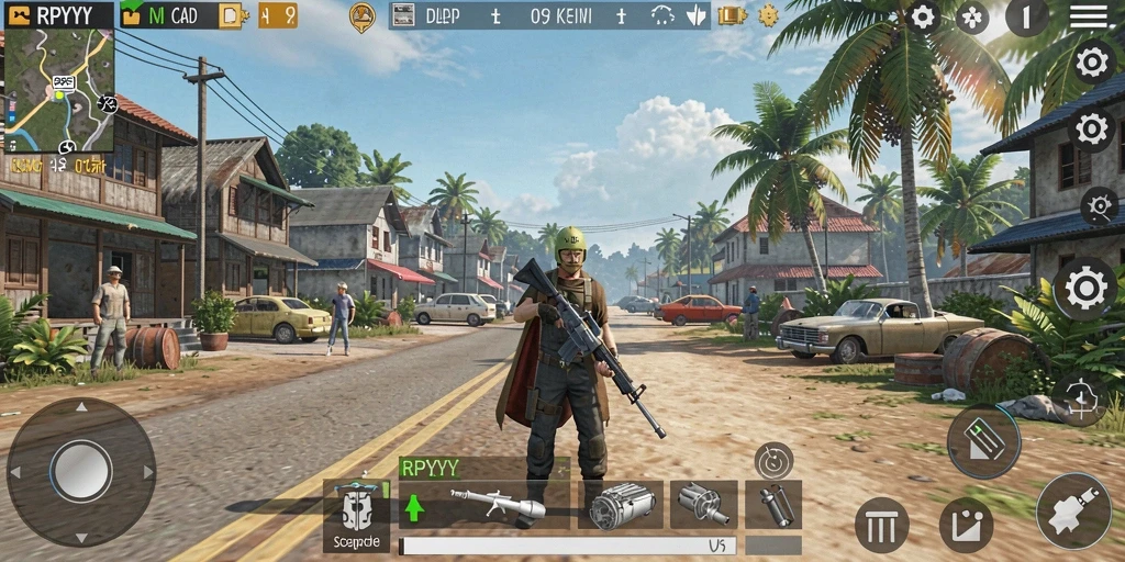 Screenshot menunjukkan pemain membangun kota impian dalam RPYYY.